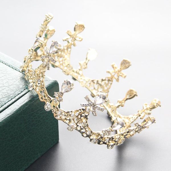 

hair clips & barrettes bride wedding round crown tiara dress 18th birthday princess atmospheric accessories, Golden;silver
