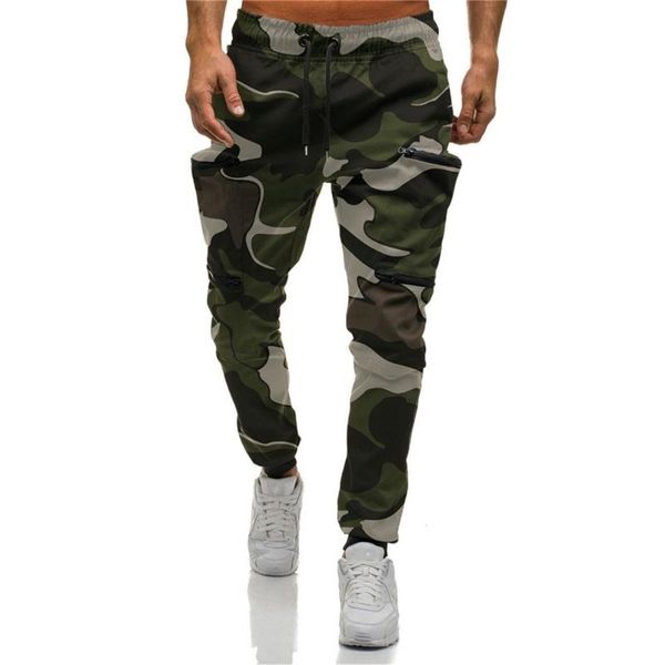 

men's fashion camouflage tactical cargo combat trousers joggers gym sport slacks camo sweat pants streetwear, Black