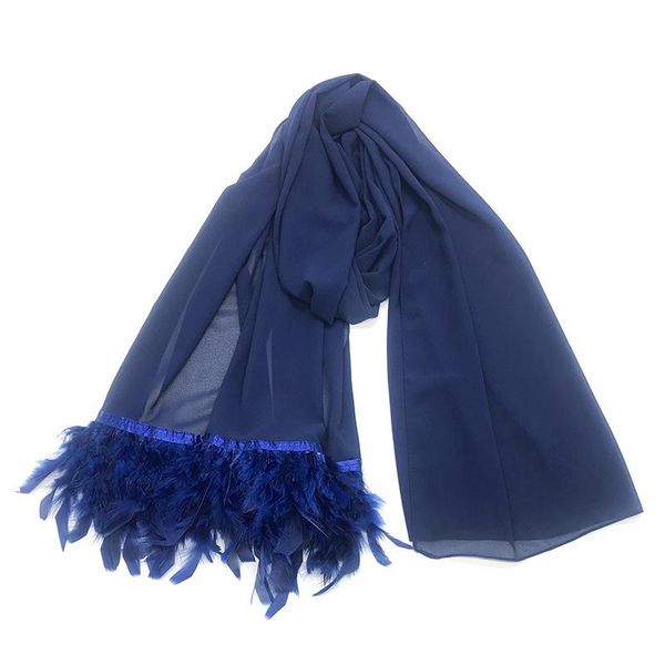 

scarves 1pc 180cm x 70cm 2021 chiffon winter women's warm scarf fashion neck feather & wrapswinter accessories, Blue;gray
