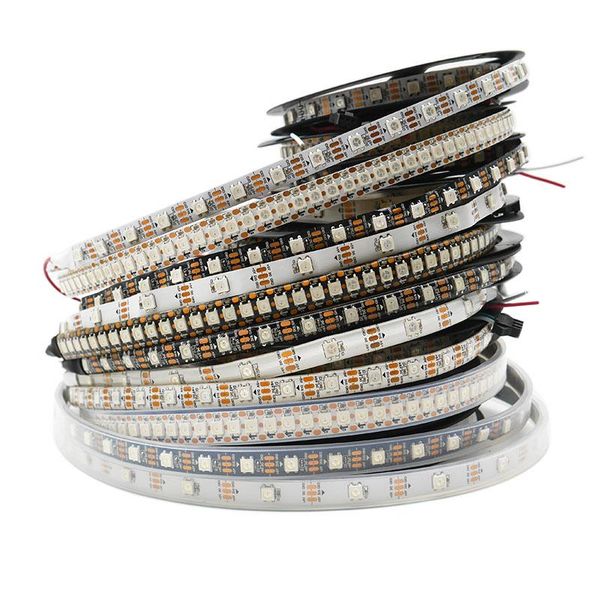 

strips dc5v ws2812b led strip 30/60/74/96/100/144 leds/m ws2812 ic full color smart pixels lamp tape ip30/ip65/ip67 magic light