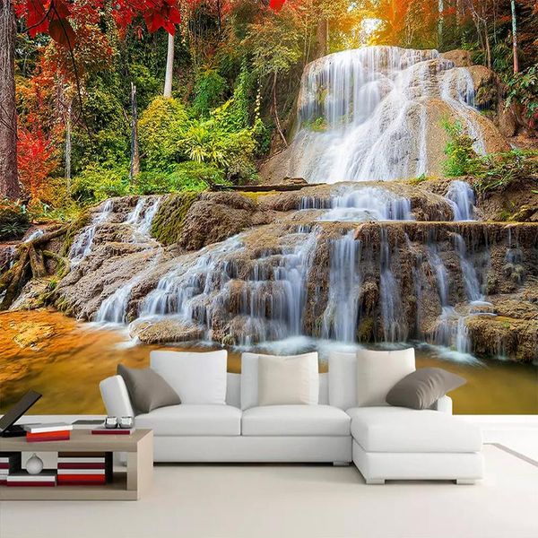 

wallpapers custom 3d po wallpaper home decor forest waterfall landscape large mural modern living room bedroom background wall painting