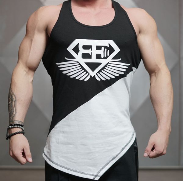 

gyms brand clothes gyms engineers men's singlets vest casual gyms body fitness men bodybuilding loose cotton tank, White;black