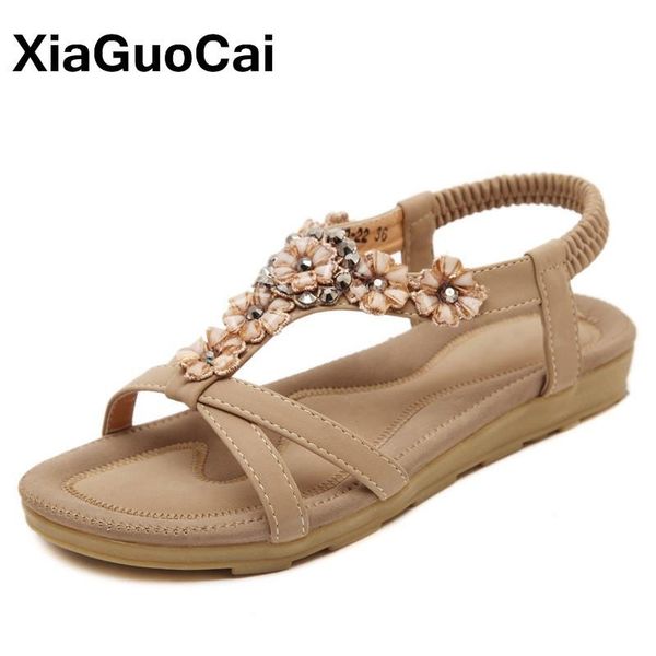 

summer women's sandals bohemia vintage flats woman shoes large size female slippers slip-on flower ladies footwear, Black