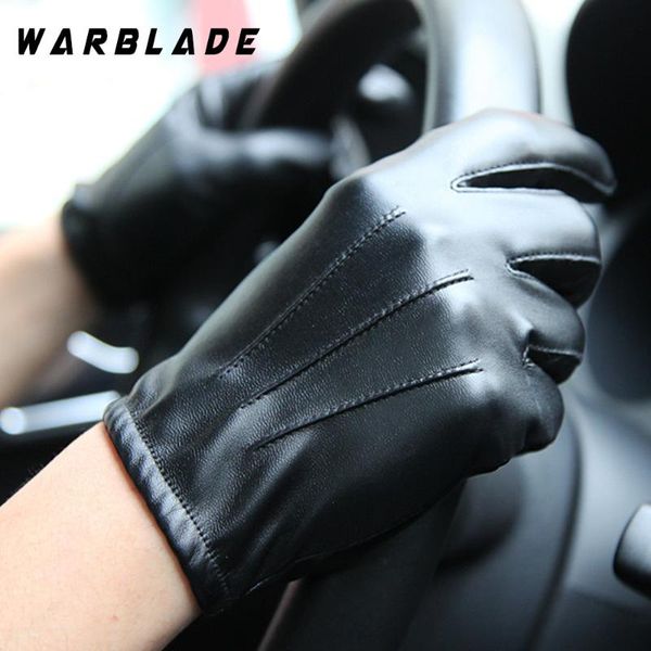 

fingerless gloves warblade men' luxurious pu leather winter driving warm cashmere tactical black drop high quality, Blue;gray