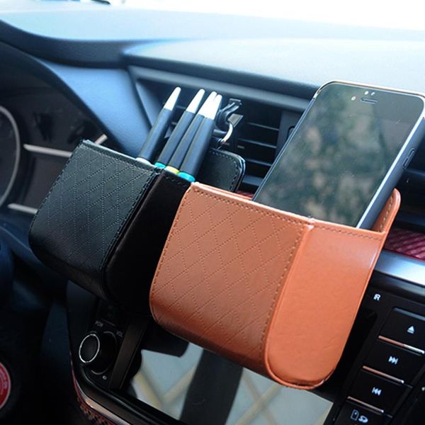 

car organizer vent mobile phone holder storage bag pu leather for seat ibiza leon toledo arosa alhambra exeo supercopa mii altea cordob