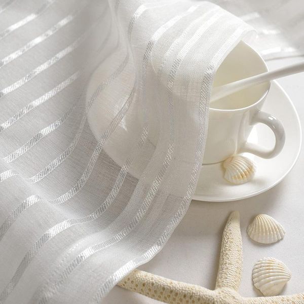 

modern white silver stripe curtain tulle for the bedroom living room on window sheers & drapes
