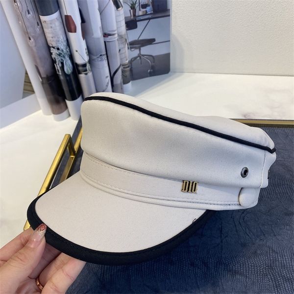 

summer thin cap 2021 new black and white splicing military caps simple flat caps signature dijia hats girl zy, Blue;gray
