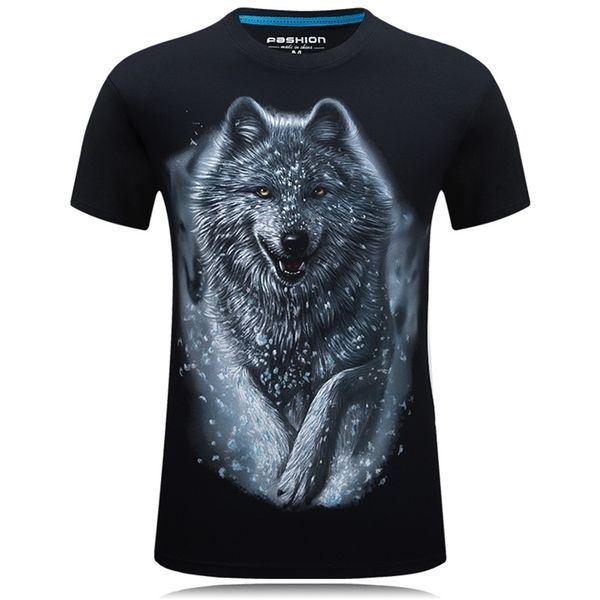 

one piece t-shirt men wolf 3d printed cotton funny t shirts tee shirt homme brand clothing summer camisetas hombre 210409, White;black