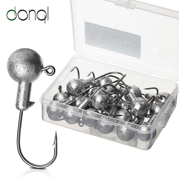 

20pcs round ball jig head hook lead for soft worm fishing 12g-20g hooks set