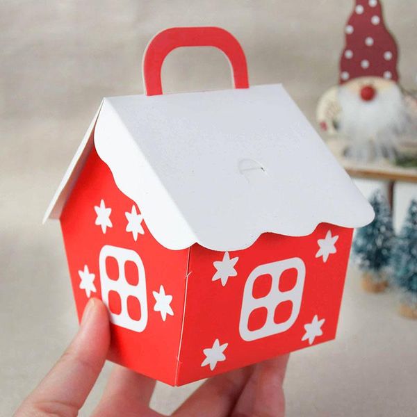 

gift wrap 10pcs/red house shape boxes for christmas kids guests diy creative xmas ornament packaging paper box hanging
