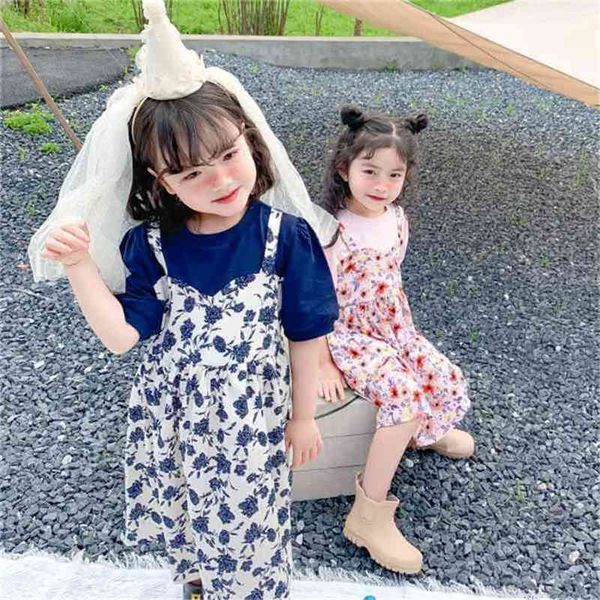

summer arrival girls fashion floral dress kids patchwork es 210528, Red;yellow