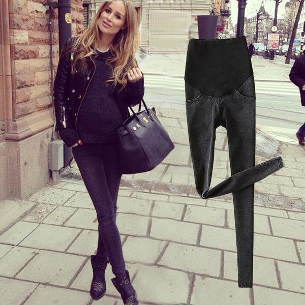 

maternity pants jeans for pregnant women pregnancy clothes elastic skinny trousers over the pant femme plus size bottoms, White