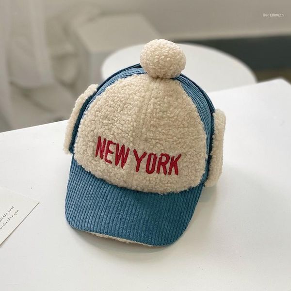 

2021autumn winter hat for children corduroy color matching cap boys and girls caps & hats1, Yellow