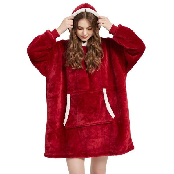 

blankets warm thick tv hooded sweater blanket giant pocket and children fleece weighted for beds nightgown couple