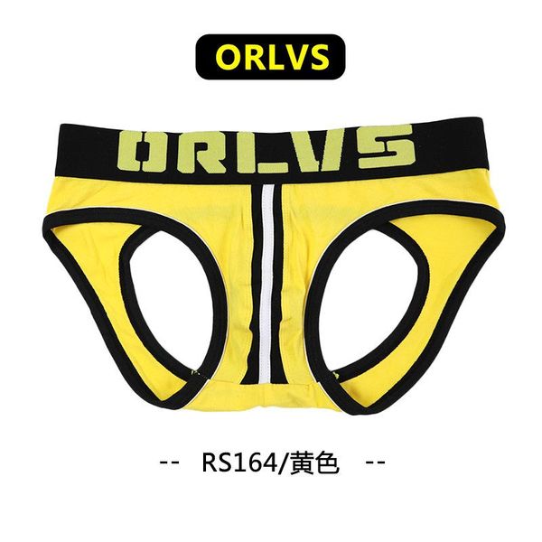 

underpants yellow color cotton men gay underwear low waist for man jockstrap brief 1pcs, Black;white