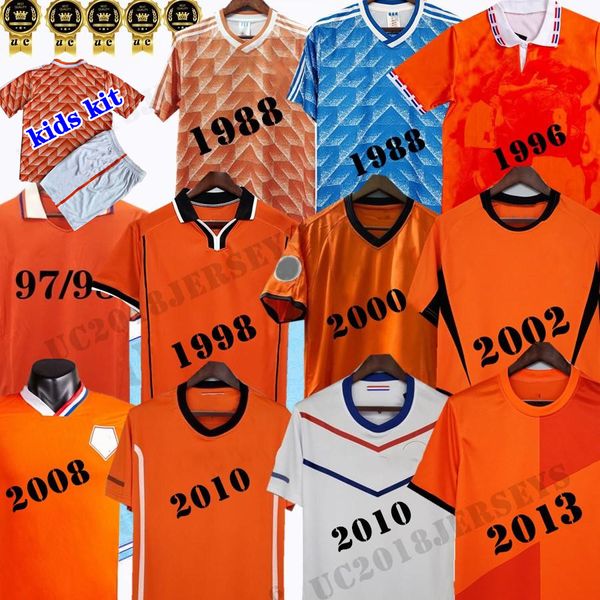 Camisas de futebol retrô 1988 88 Van Basten 1997 1998 1994 Holanda BERGKAMP 96 97 98 12 14 Gullit Rijkaard DAVIDS 2000 2008 camisas de futebol clássicas kit infantil