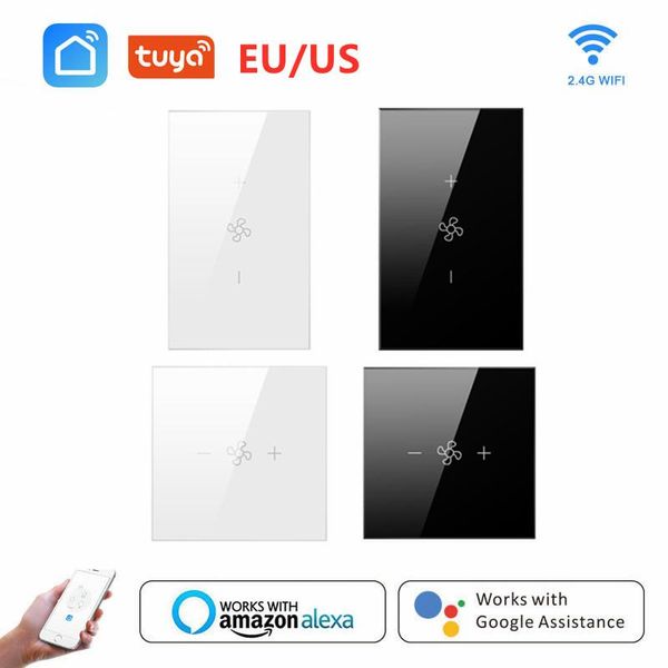 

smart home control tuya touch wall wifi switch light eu/us ceiling fan lamp app works with alexa google 110v 220v