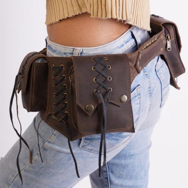 

waist bags vintage belt bag outdoor sports adjustable lace up pockets