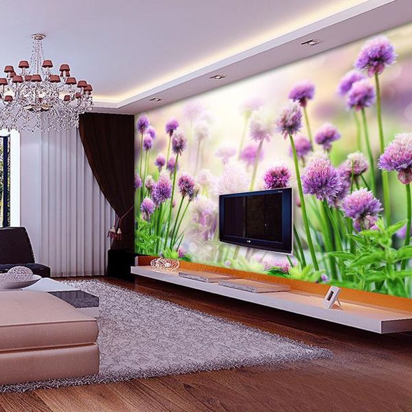 

wallpapers wholesale 3d papel de parede purple flower mural wall for living room po murals home decor