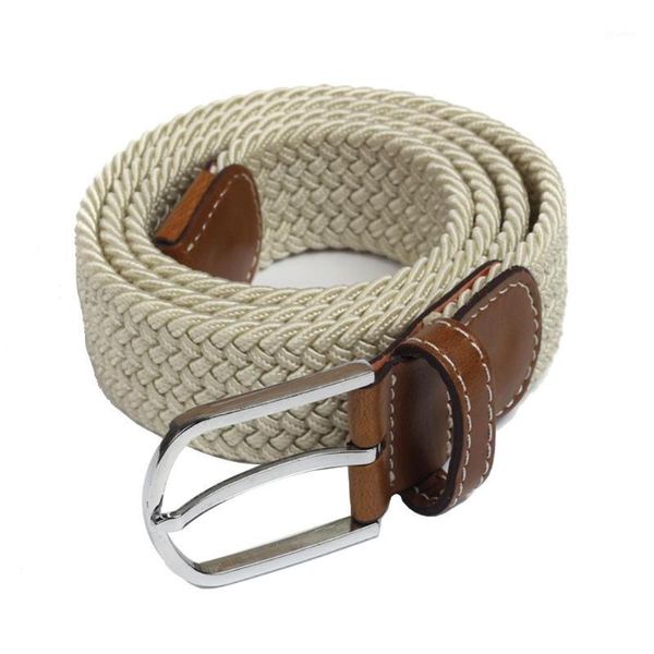 

belts fashion men women elastic braided alloy pin buckle waist beltÂ strap waistband1, Black;brown