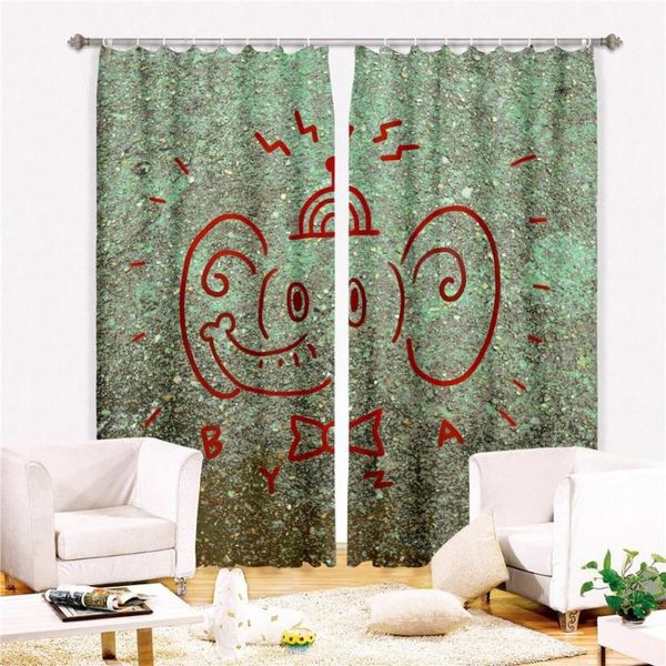 

curtain & drapes modern ins illustration printed blackout curtains for living room window bedroom polyester 2 panels