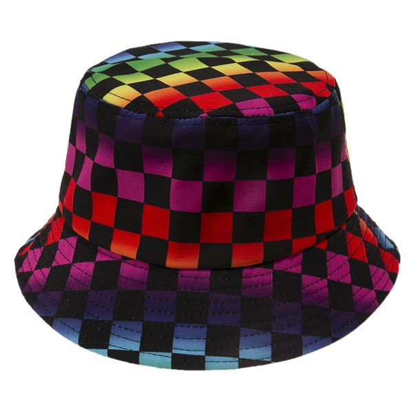 

japanese chic elegant color plaid fisherman hat korean style fresh literature and art retro sun leisure travel bucket no. 1, Blue;gray