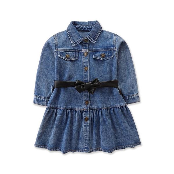 

girl's dresses 2021 baby denim dress, Red;yellow