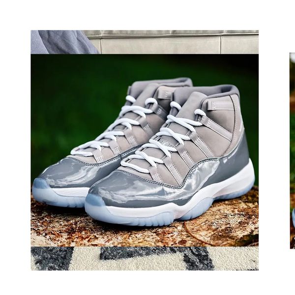 

11 cool grey men womens student shoes medium grey white 11s boys girls running trainers outdoor sneakers size eur 28-35 with box ct8012-005