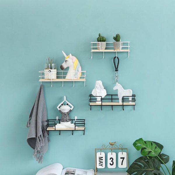 

homelily creative simple iron wall shelf nordic style living room kitchen hanging decor key hook storage organizer other home