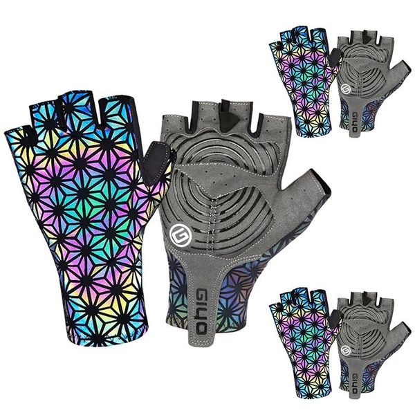 

cycling gloves giyo luminous half finger bicycle outdoor sport reflection motorcycle short, Black