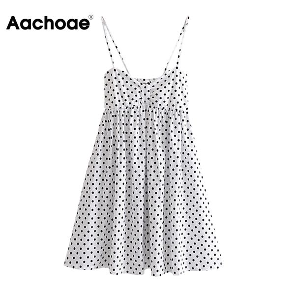 

spaghetti strap polka dot beach dress summer backless holiday party pleated mini dress sundresses vestido de mujer, Black;white