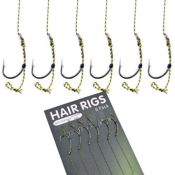

fishing hooks carp hair rig 4 sets 6pcs/set ready made curve shank hook tied