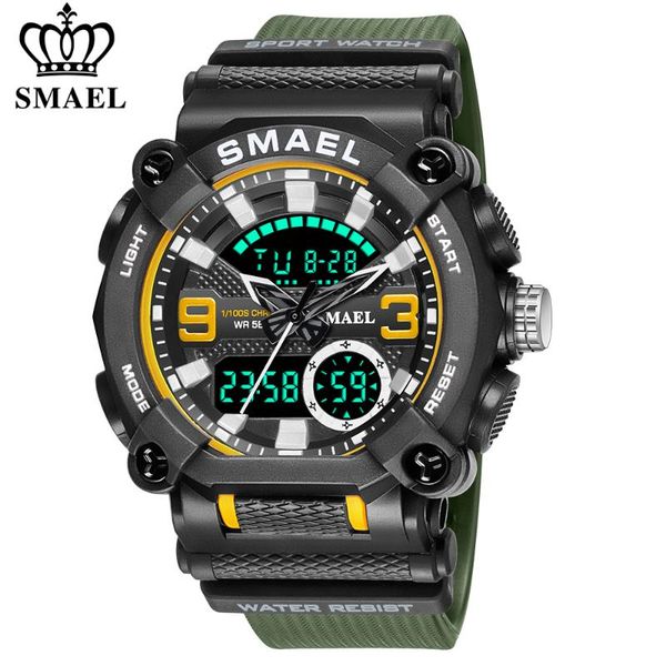 

wristwatches smael fashion men sports watches military waterproof digital quartz watch dual display date wristwatch, Slivery;brown
