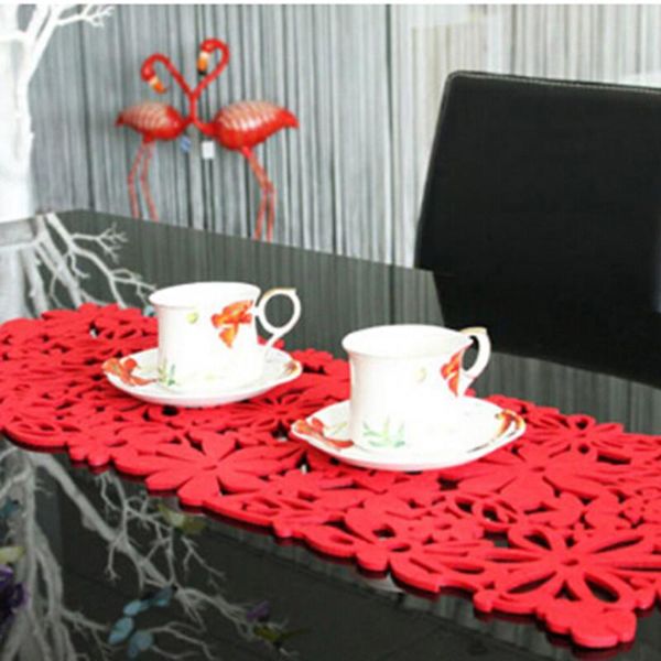 

mats & pads polyester table cover with hollow flet swag pleated style handmade wedding el home decoration tablecloth 100*29.5cm