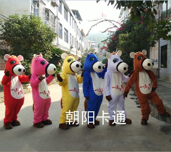 

mascot costumes new horse mascot costume size fancy dress cartoon character size carnival apparel, Red;yellow