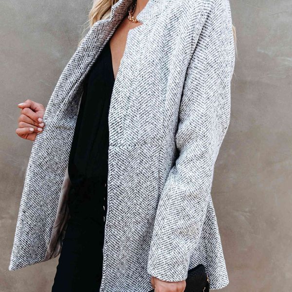 

women's jackets estilo de inglaterra frente aberta cardigan feminino blusas outono inverno gola manga longa grosso fino meados comprime, Black;brown