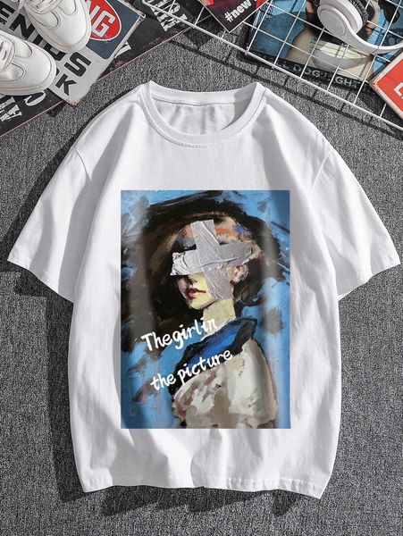 

men figure & slogan graphic tee l1wi#, White;black