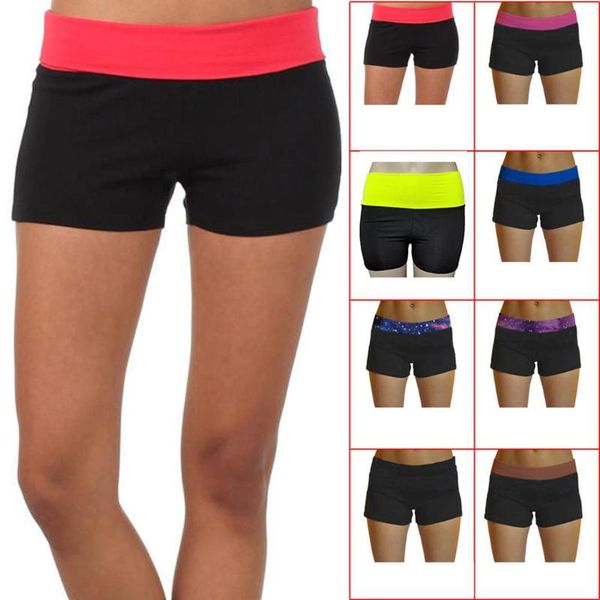 

yoga outfits women casual patchwork elastic waist above knee shorts summer loose, White;red