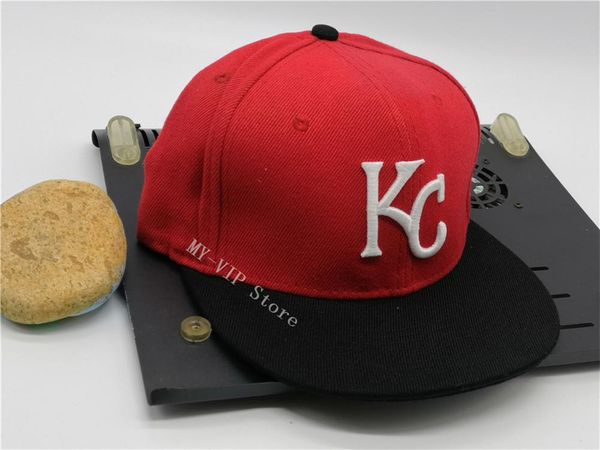 

2021 fashion fitted caps kansas hip hop size hats letter kc baseball flat peak for men women full closed, Blue;gray