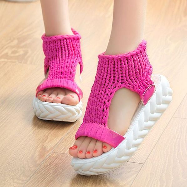 

women sandals fashion flip flops shoes roman plaited flat summer beach ladies leather, Black