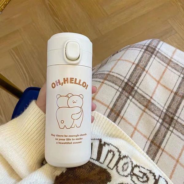 

water bottles ins large capacity stainless steel korean simple cute cup high face value student heart insulation girl portable coffee