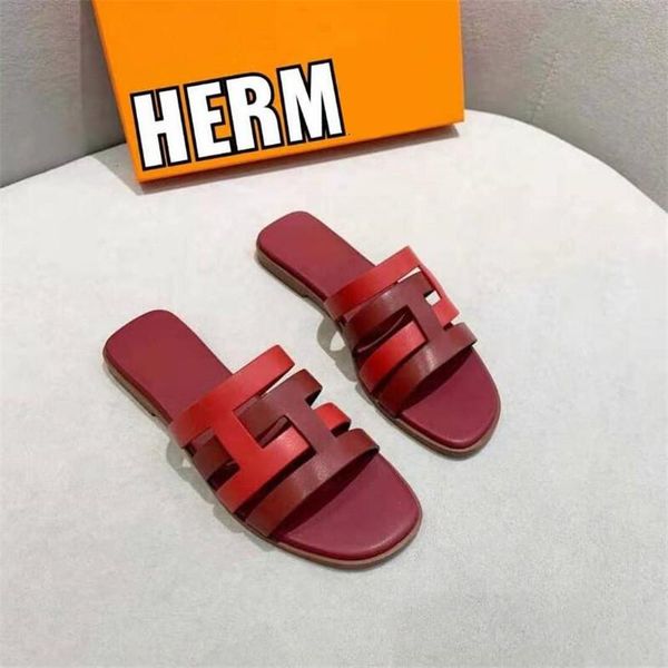 

slippers 2021 spring summer sandal a word female flat bottom hollow mixed color women's shoes luxury designer flip flop, Black
