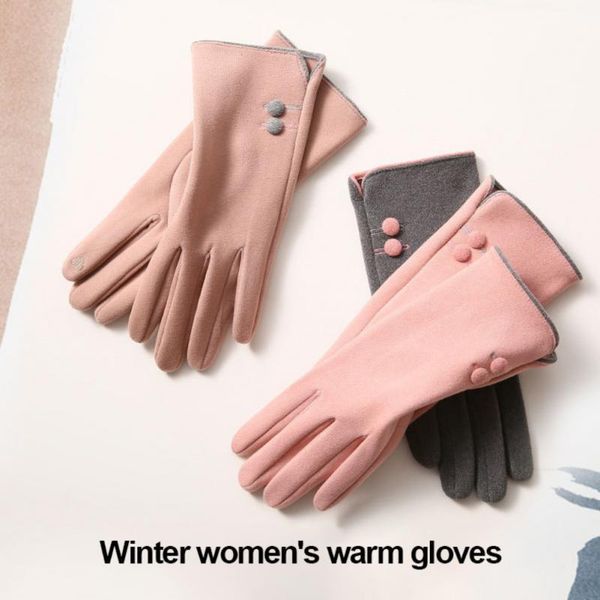 

cycling gloves winter warm ladies n715 de velvet outdoor version sports thickened touch screen driving #t, Black