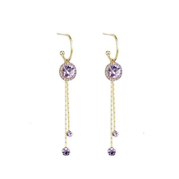 

fairy temperament purple earrings long tassel net red, Golden
