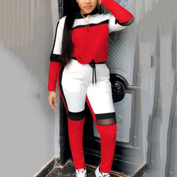 

women's two piece pants fashion clothes ladies 2 pieces sets patchwork color block spring autumm elegant causal outfits matching wholes, White