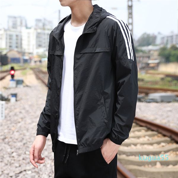 

mountaineering fishing men's jacket three bars sports and leisure sunscreen skin clothing, Black;brown