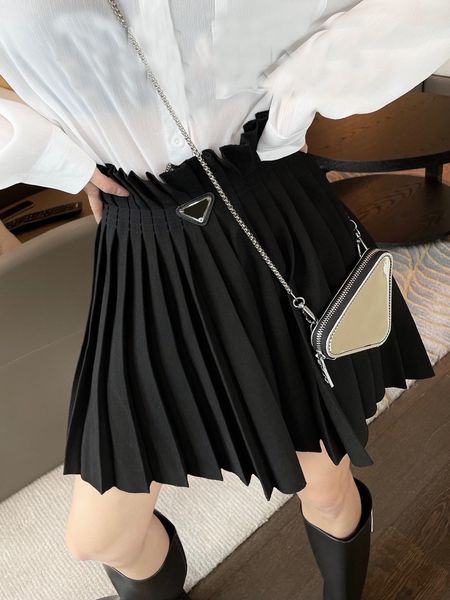 

2021ss fashion short skirt women street style pleated skirts limited edition belt bag shirt dress recycled polyester texture fabric perfect, Black