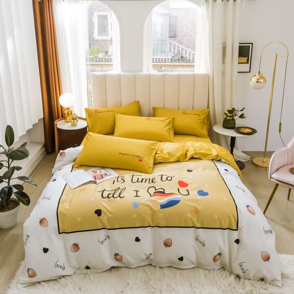 

net red light luxury cartoon four piece pure cotton single double bed sheet quilt cover bedding