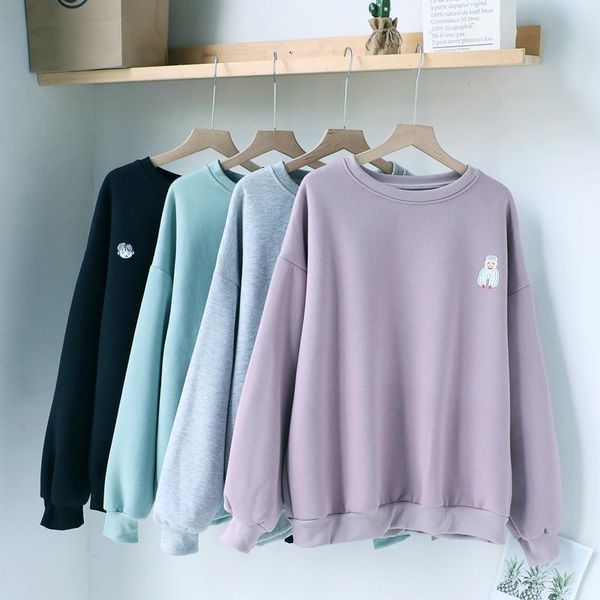 

women's hoodies & sweatshirts mooirue lovely funny printed sweatshirt women casual korean style streetwear o neck colorful loose pullov, Black