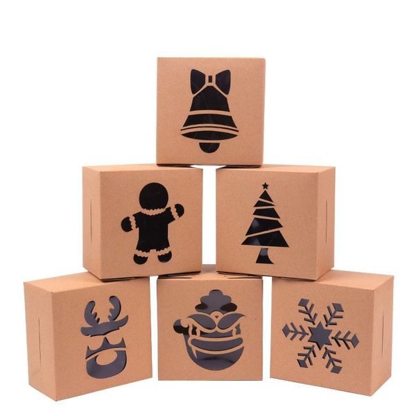 

gift wrap kraft paper apple box favor pvc clear window cookies treats boxes christmas year eve party decoration